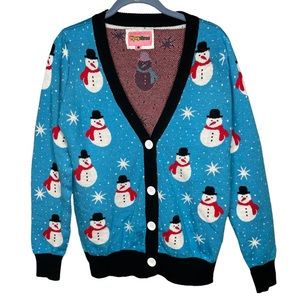 Tipsy Elves Blue Snowman Cardigan